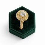 Round double halo vintage engagement ring