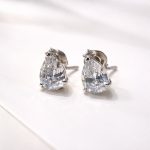 Sleek unisex Sterling Silver Pear Stud
