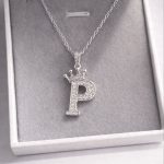 Sterling Silver Unisex Custom Crown Letter Pendant Chains