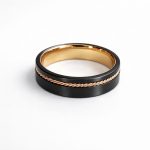 5mm Black Tungsten with Beaded Rose Gold in-lay