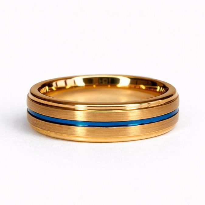 Rose Gold PVC Tungsten with Blue in-lay