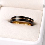 4mm Black Tungsten with rose gold in-lay