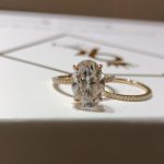 6 Carat Elongated Oval Solitaire Engagement Ring with Half Eternity Band