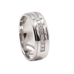 8mm Channel Set Diamond Band in White Gold with Polished Finish