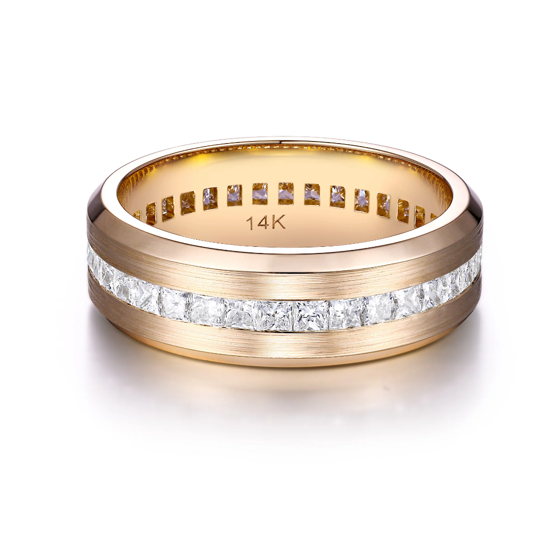 8mm Wide Eternity Band - Matte Finish 8mm Mirror Finish Wide Eternity Band Ring