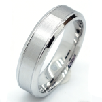 Beveled Edge Band in White Gold with Brushed Center and Polished Edges