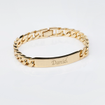 Cuban Link Nameplate Bracelet in 18k Gold with Custom Engraving