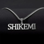 Custom Name Pendant Necklace in Sterling Silver with Block Letter Design