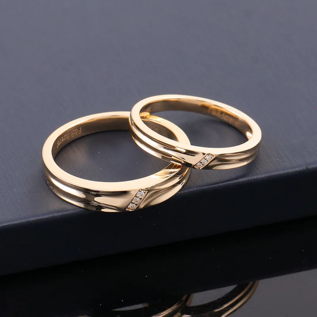 Diagonal Band Set Yellow Gold-2 Diagonal Band Set in Yellow Gold with Channel Set Stones