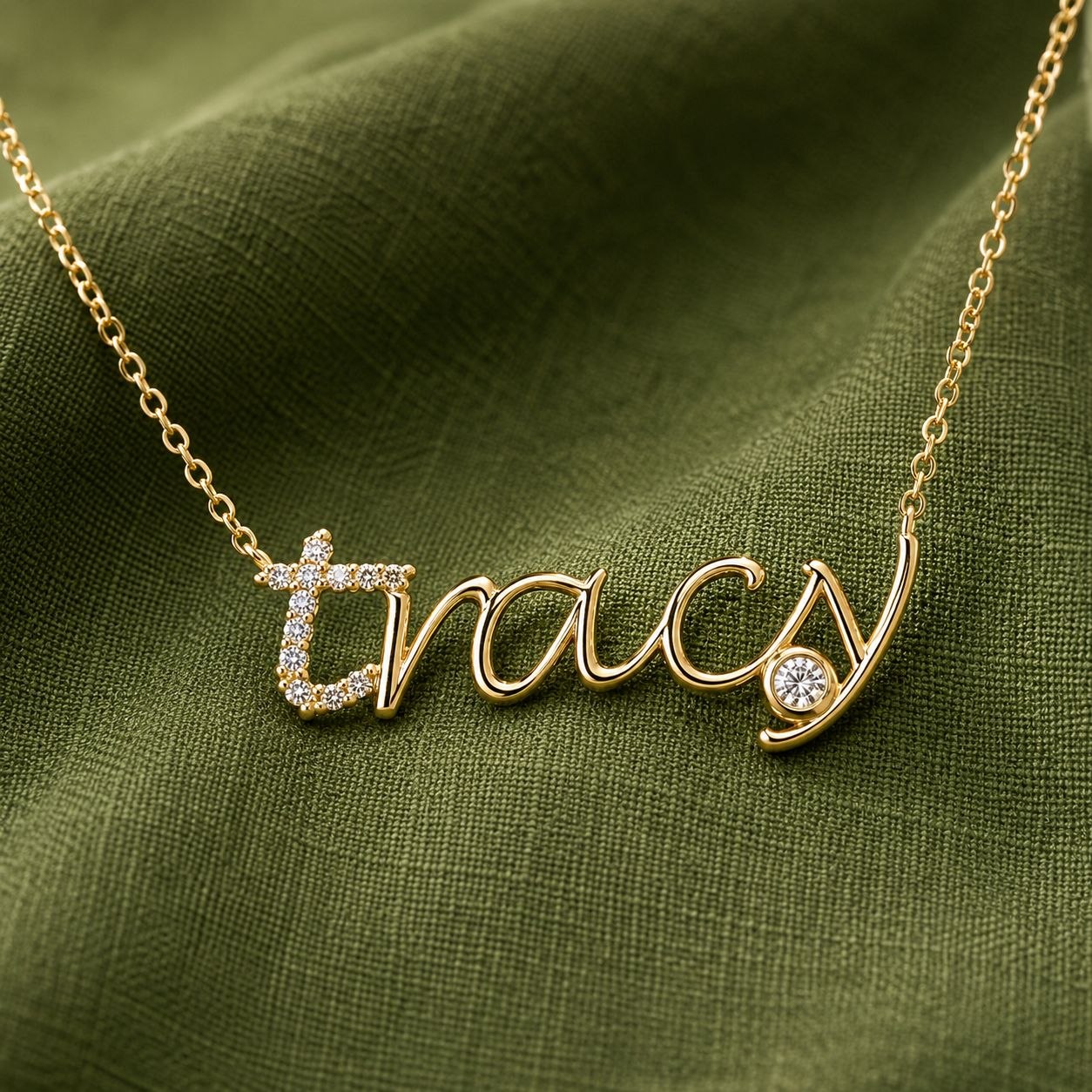 Diamond Cursive Name Necklace 18k Gold Diamond Cursive Name Necklace with Natural Diamond Accents