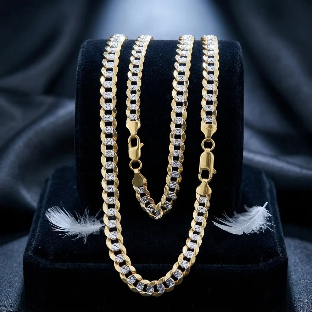 Diamond Cut Cuban Link Chain-2 Diamond Cut Cuban Link Chain with Polished Links