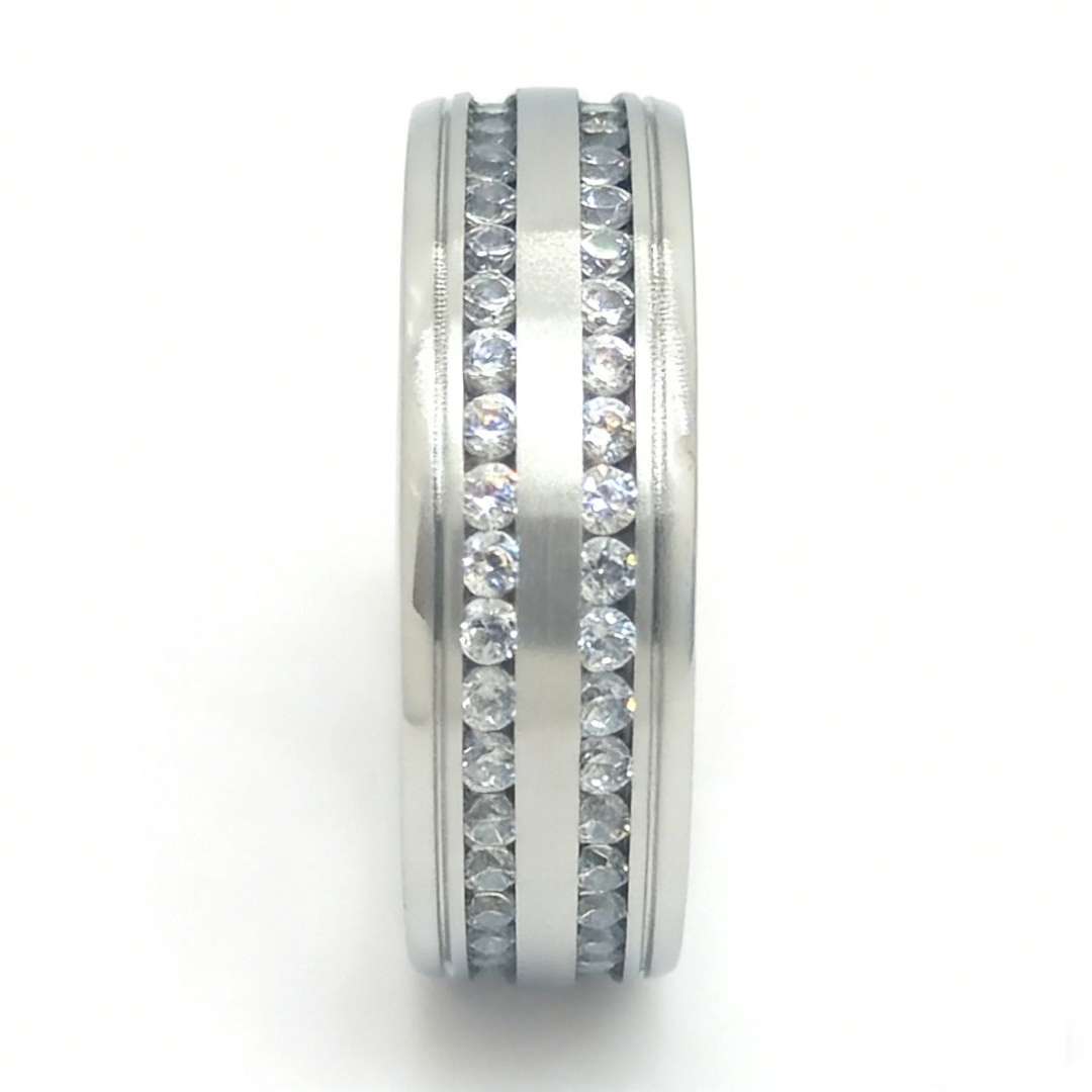 Double Eternity Band - White Gold-1 Double Eternity Band in White Gold with Double Row Channel Set Diamonds