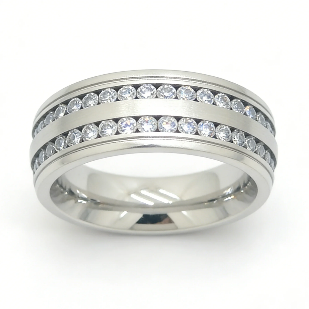 Double Eternity Band - White Gold-2 Double Eternity Band in White Gold with Double Row Channel Set Diamonds