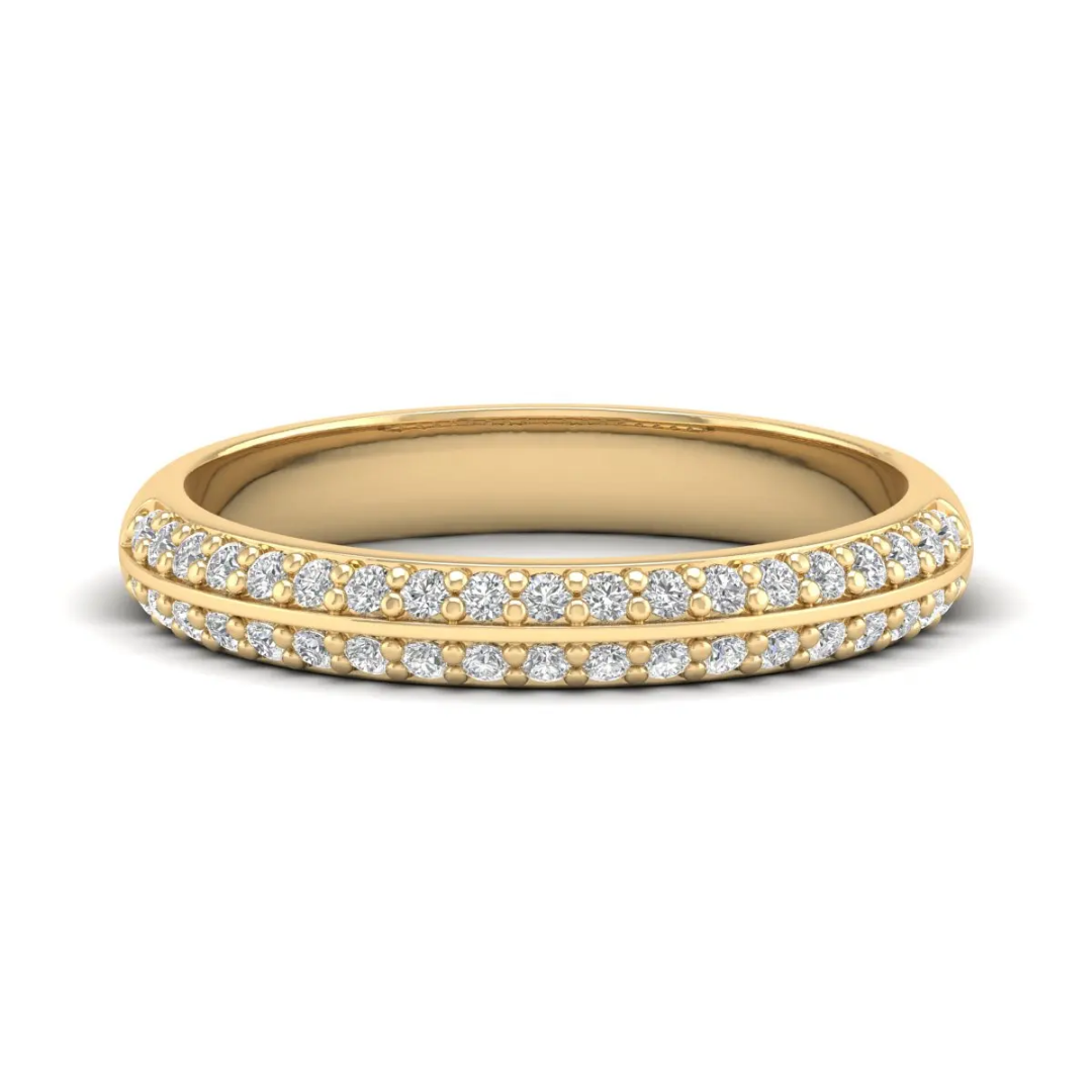 Double Row Pavé Band Yellow Gold Double Row Pavé Band in Yellow Gold with Round Stones