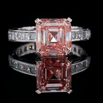 Fancy Pink Asscher Cut Statement Ring in White Gold