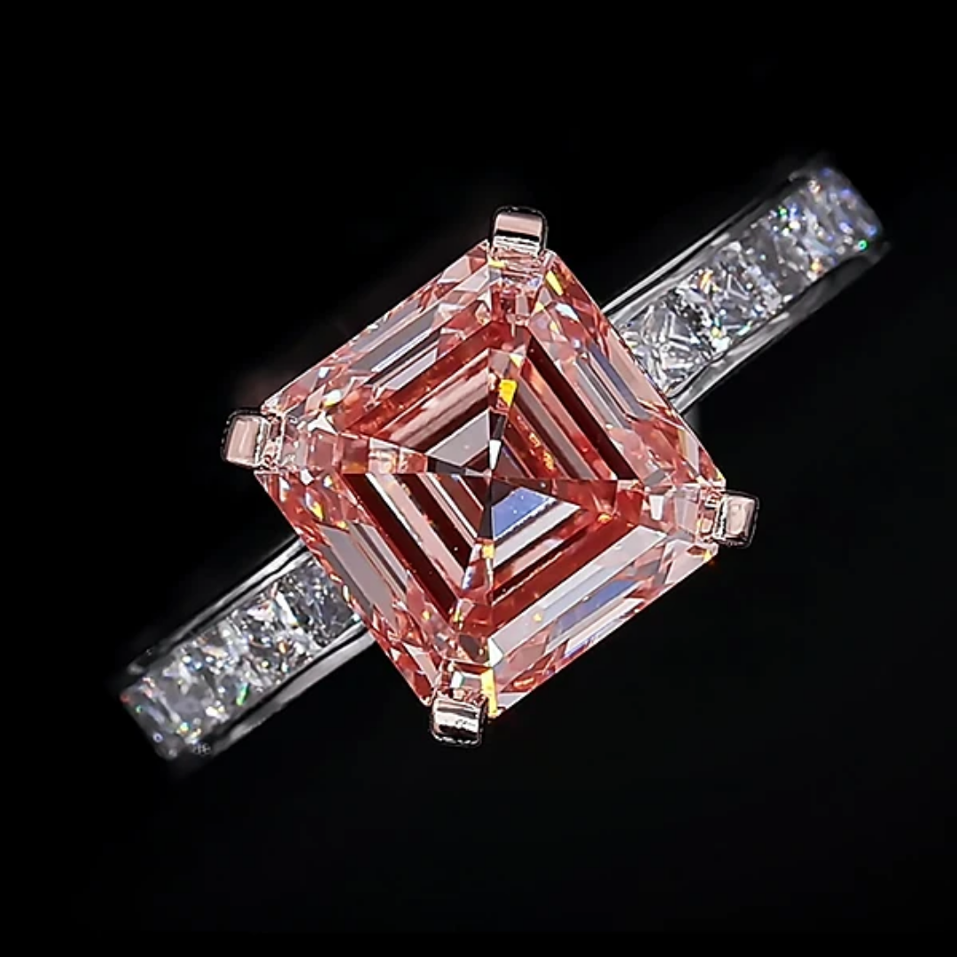 Fancy Pink Asscher Cut Statement Ring Fancy Pink Asscher Cut Statement Ring in White Gold