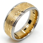 Fingerprint Fusion Band in Two-Tone Gold with Raised Fingerprint Pattern