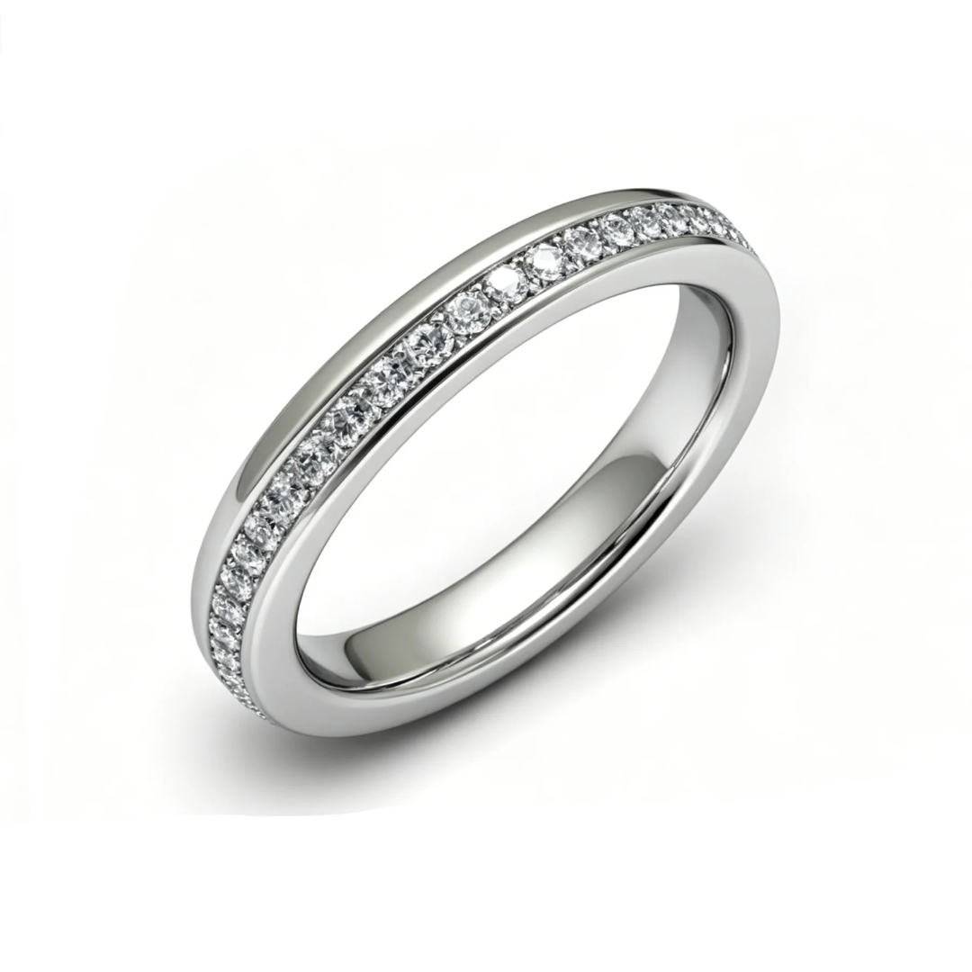 Fixed Channel Set Eternity Band Fixed Channel Set Eternity Band in White Gold with Round Stones