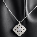 Geometric Square Pendant Necklace – Sterling Silver Layered Design