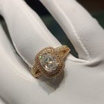 3 Carat Elongated Cushion Double Halo Split Shank Engagement Ring with Half Eternity Band