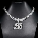 Iced Name Custom Pendant Necklace — White Gold