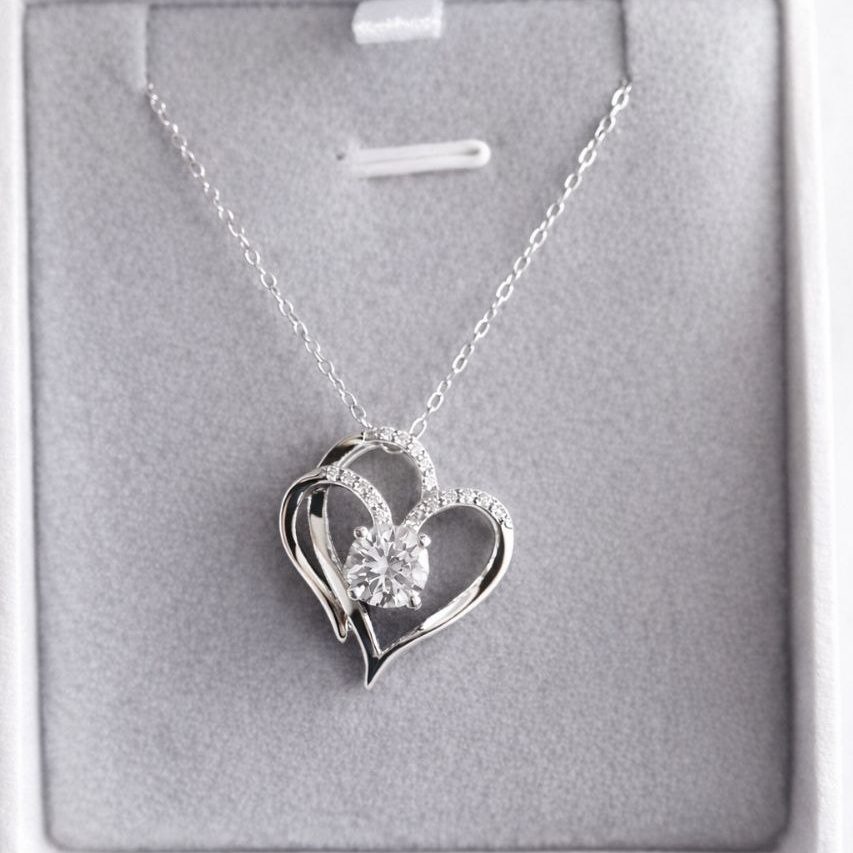Infinity Heart Moissanite Pendant Necklace-1