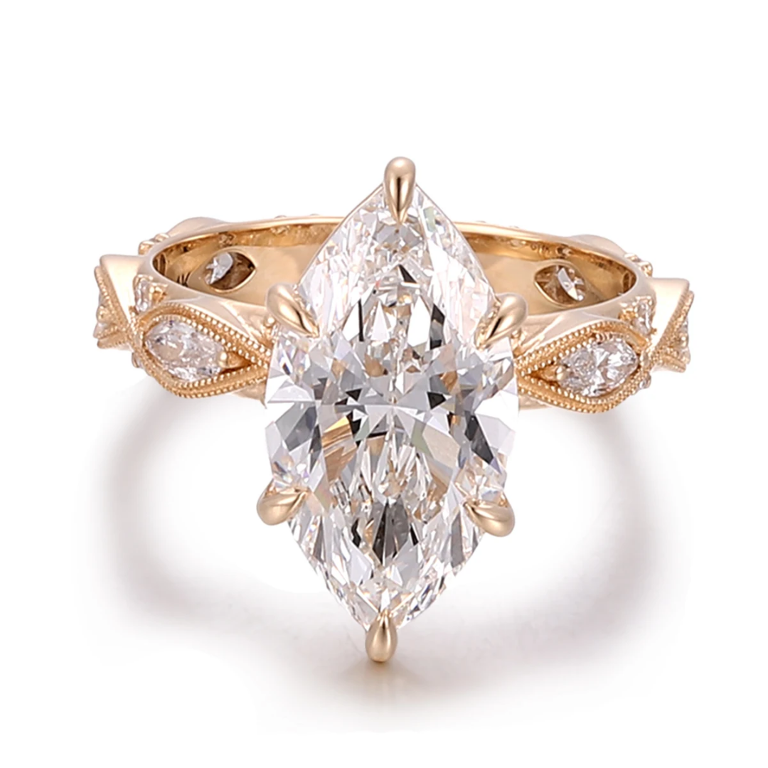 Marquise Cut Vintage-Inspired Engagement Ring-1 3ct Marquise Cut Vintage Inspired Engagement Ring in Rose Gold