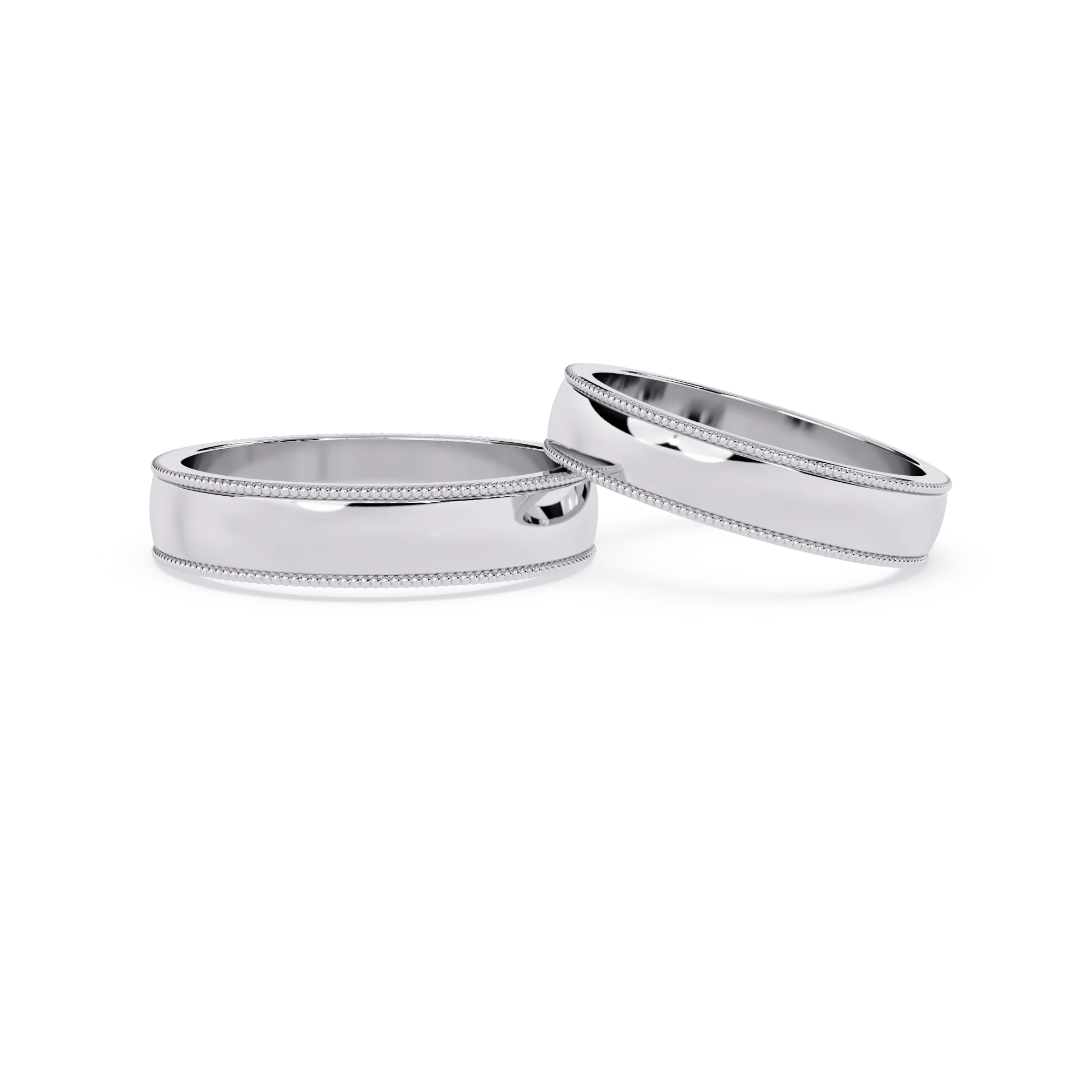 Milgrain Edge Flat Band-2 Milgrain Edge Flat Band in Yellow Gold with Polished Finish