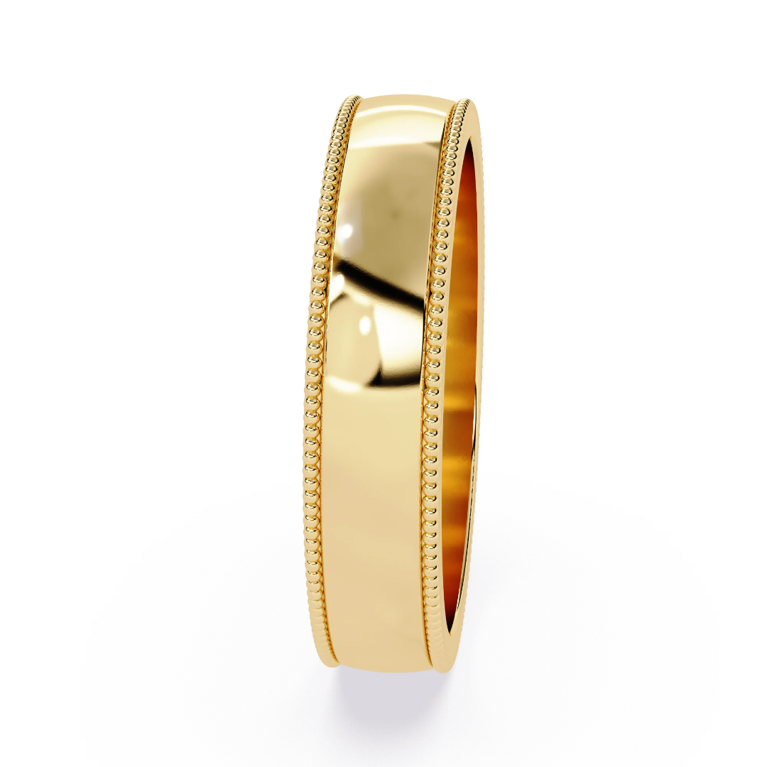 Milgrain Edge Flat Band-3 Milgrain Edge Flat Band in Yellow Gold with Polished Finish