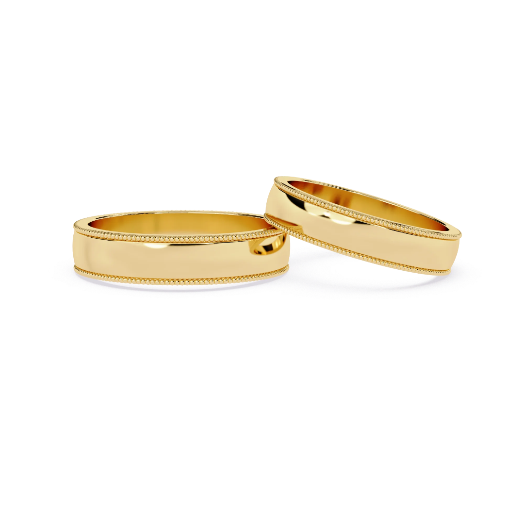 Milgrain Edge Flat Band Milgrain Edge Flat Band in Yellow Gold with Polished Finish
