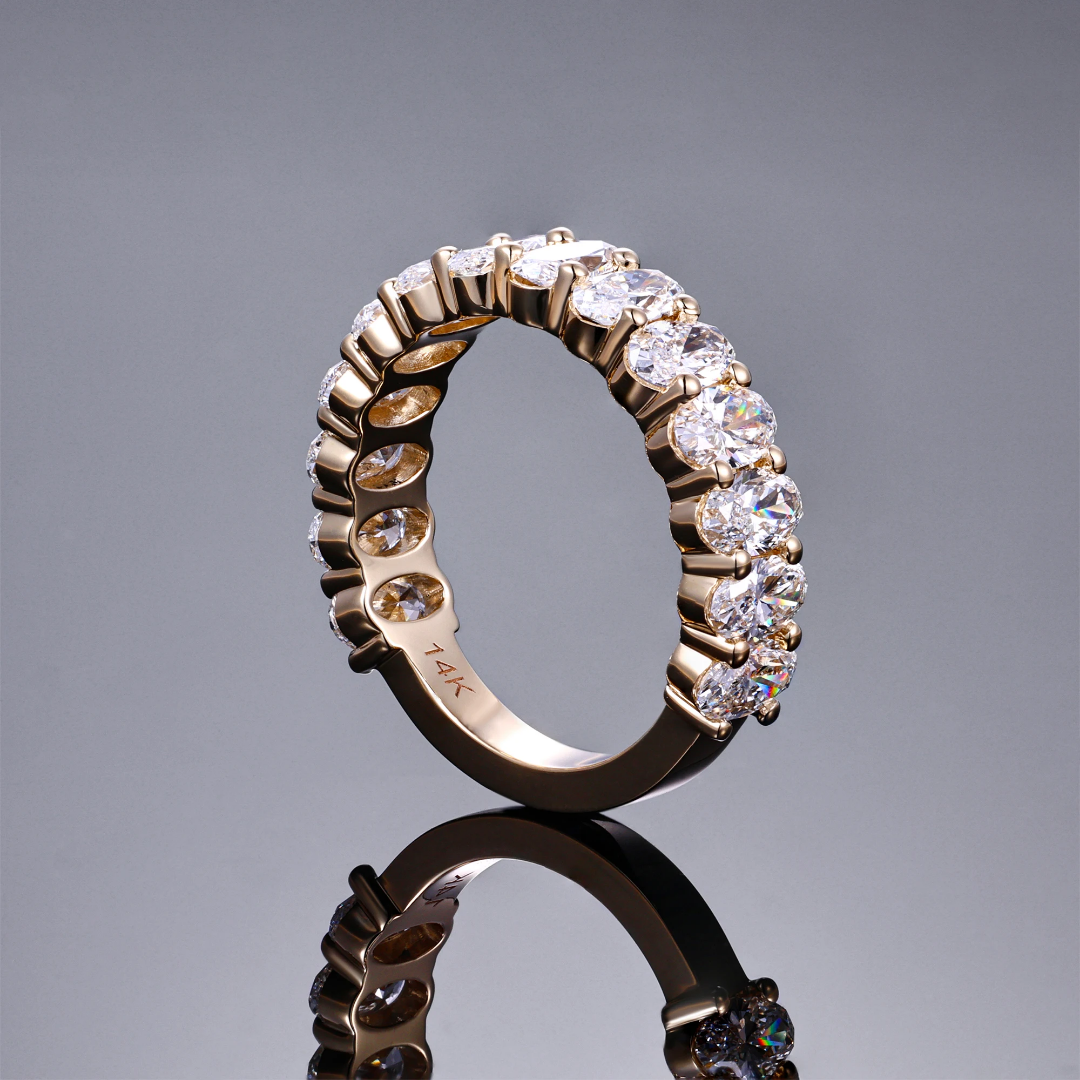 Oval Cut Eternity Band Rose Gold-1 Oval Cut Eternity Band in Rose Gold with Shared Prong Setting