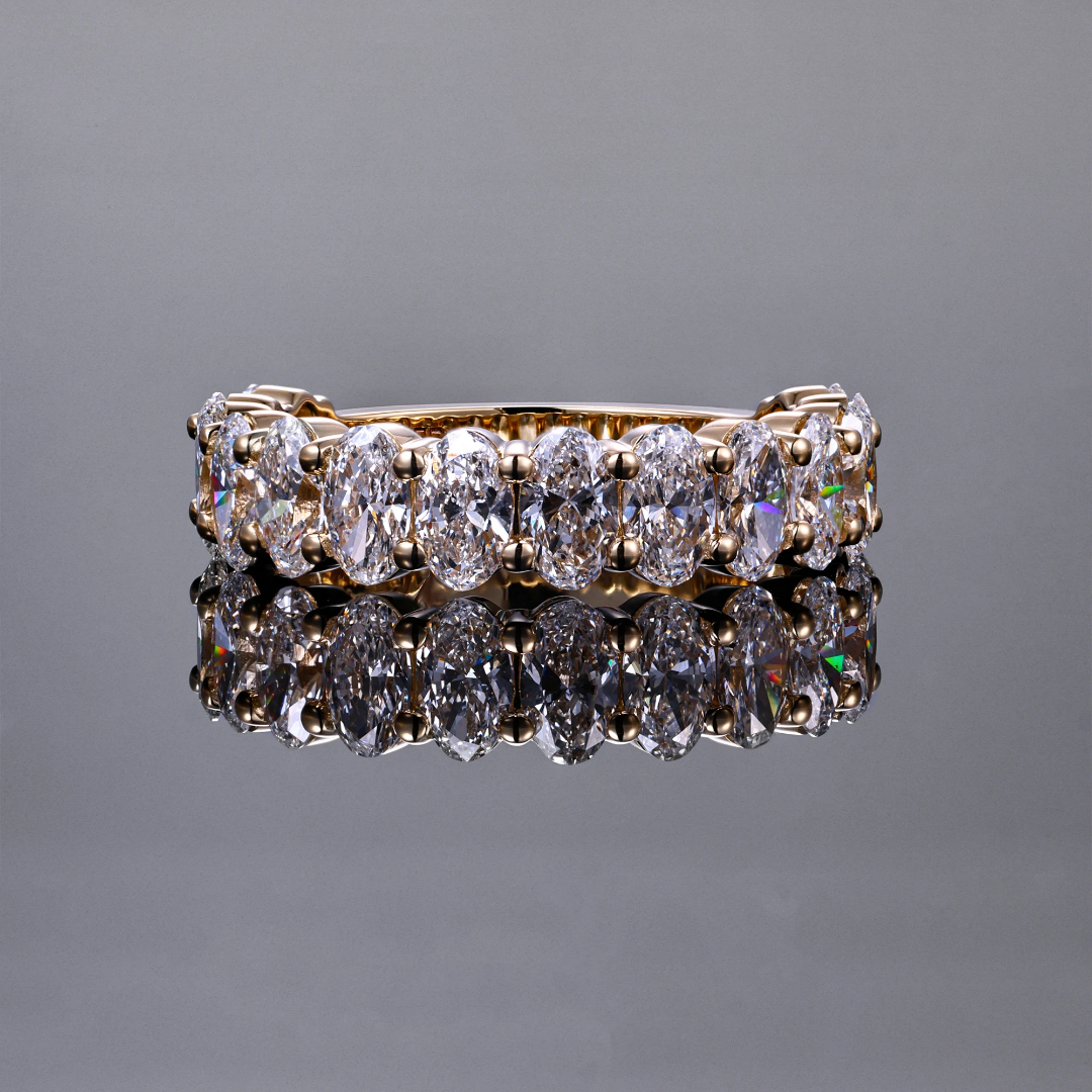 Oval Cut Eternity Band Rose Gold-2 Oval Cut Eternity Band in Rose Gold with Shared Prong Setting