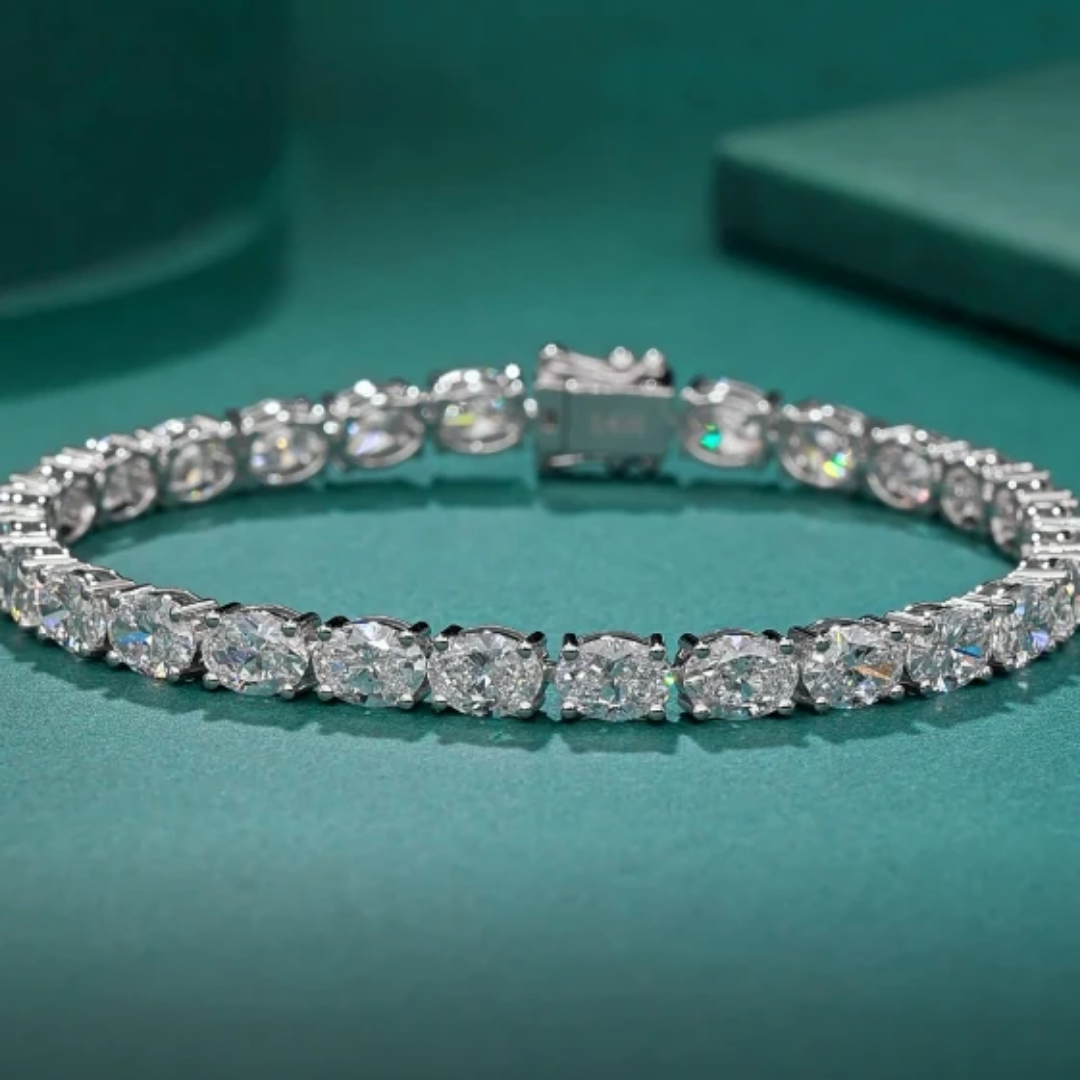 Oval Moissanite Tennis Bracelet-2 18k White Gold Oval Moissanite Tennis Bracelet