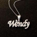 925 Sterling Silver Pavé Name Necklace with Cubic Zirconia