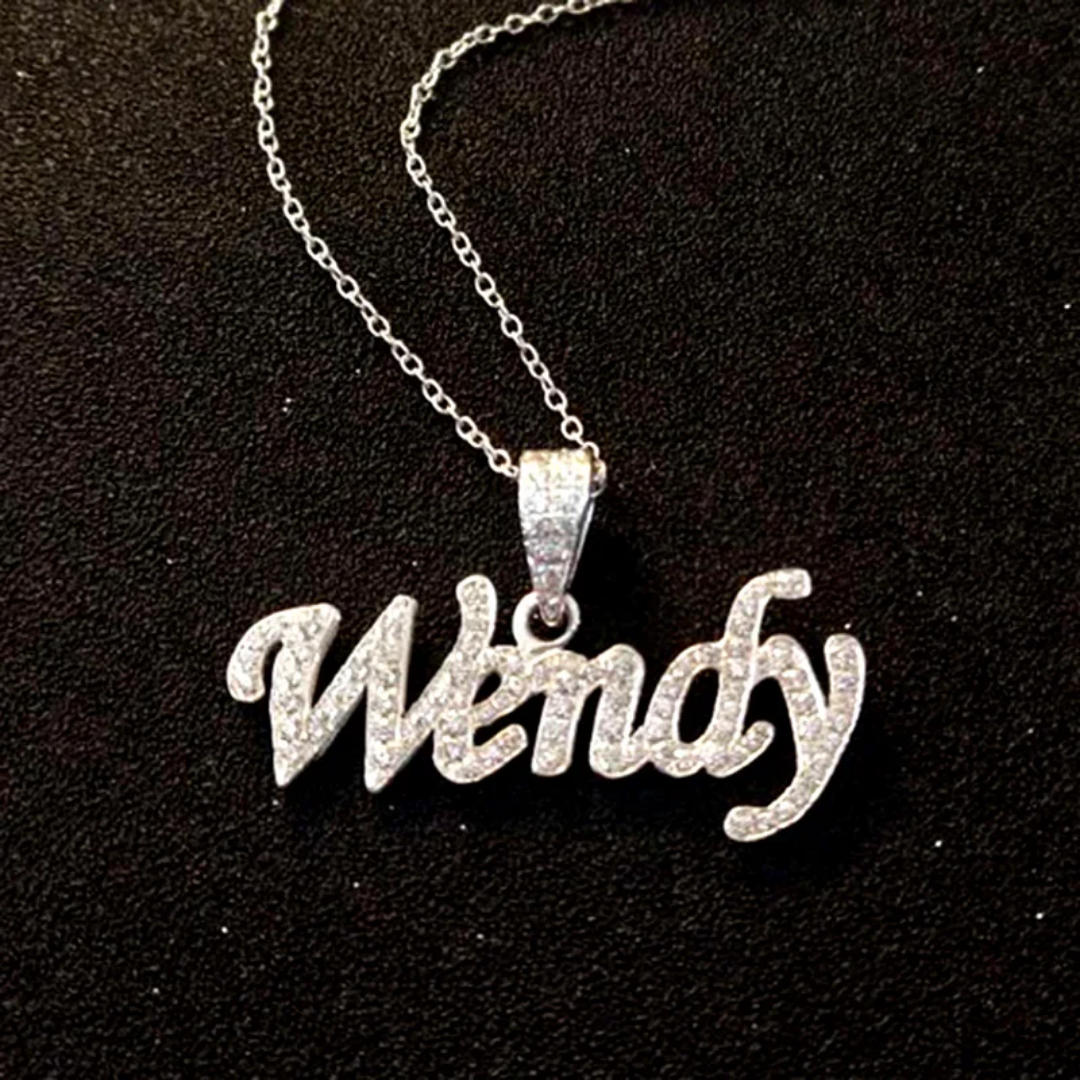 Pavé Name Necklace 925 Sterling Silver Pavé Name Necklace with Cubic Zirconia
