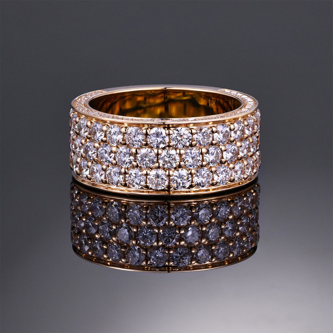 Pavé Wide Band - Gold-2 Pavé Wide Band in Gold with Full Pavé Stone Setting