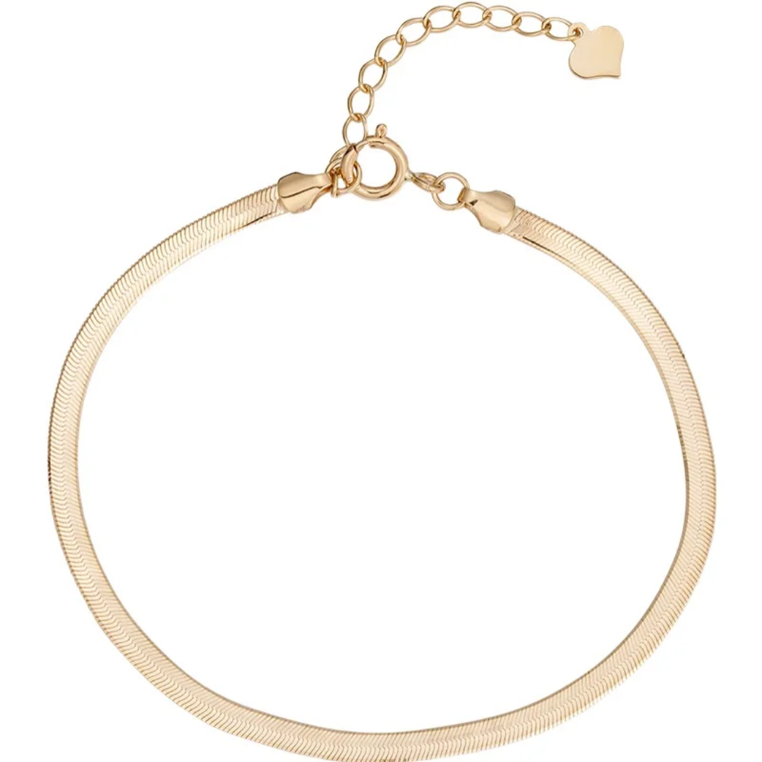 Snake Chain Bracelet-1 18k Yellow Gold Snake Chain Bracelet with Herringbone Design