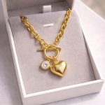 Sterling Silver Heart T-Clasp Moissanite Pendant Necklace