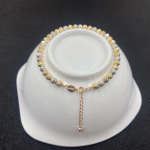 18k Gold Tricolor Textured Bead Bracelet with Sparkle Finish