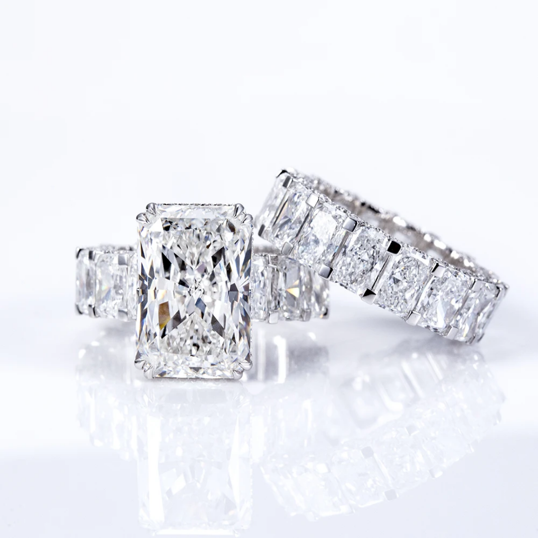 10 Carat Radiant Cut Lab Grown Diamond Bridal Set 10 Carat Radiant Cut Lab Grown Diamond Bridal Set in Platinum