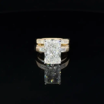 5ct Radiant Cut Bridal Ring Set in Yellow Gold