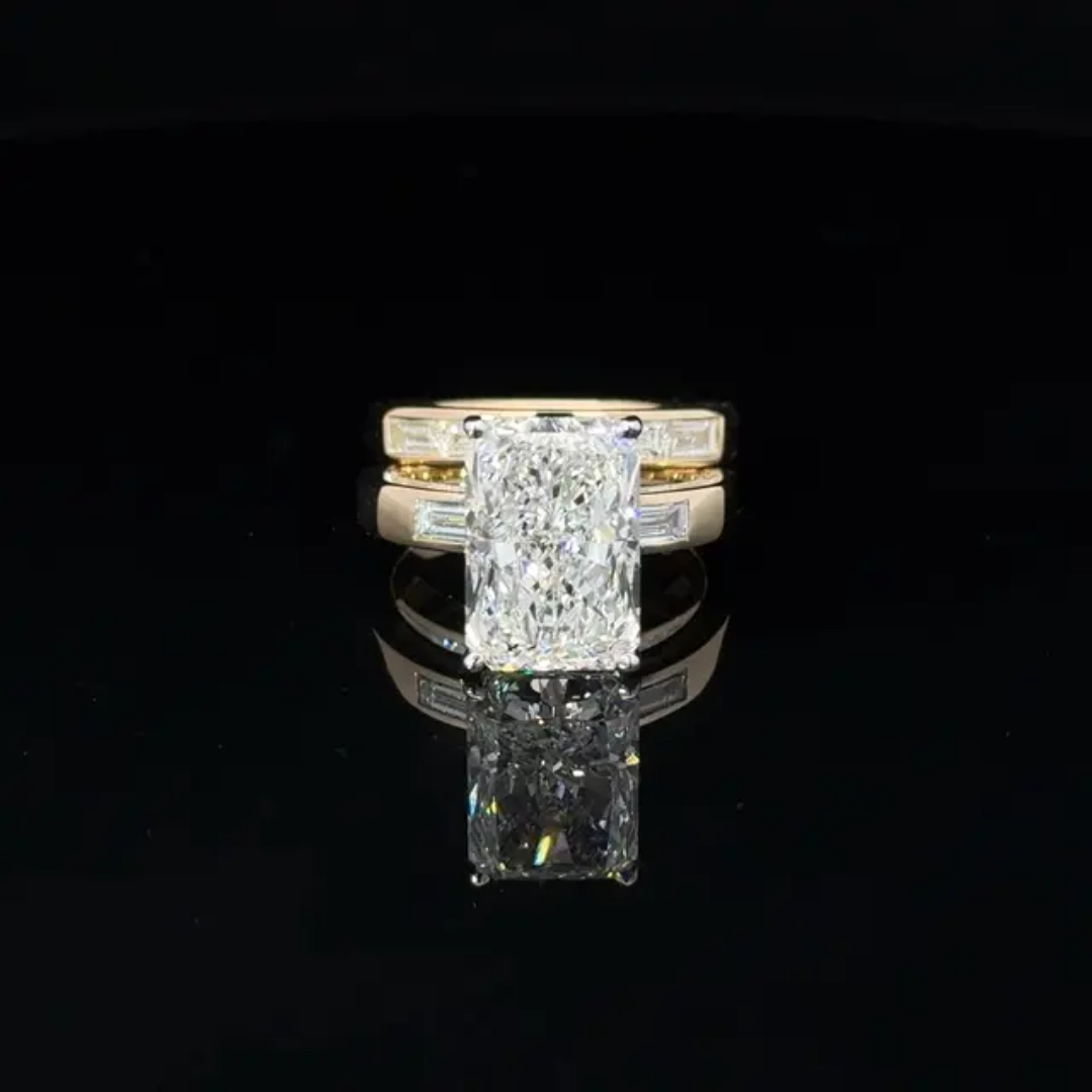 5ct Radiant Cut Bridal Ring Set-1 5ct Radiant Cut Bridal Ring Set in Yellow Gold