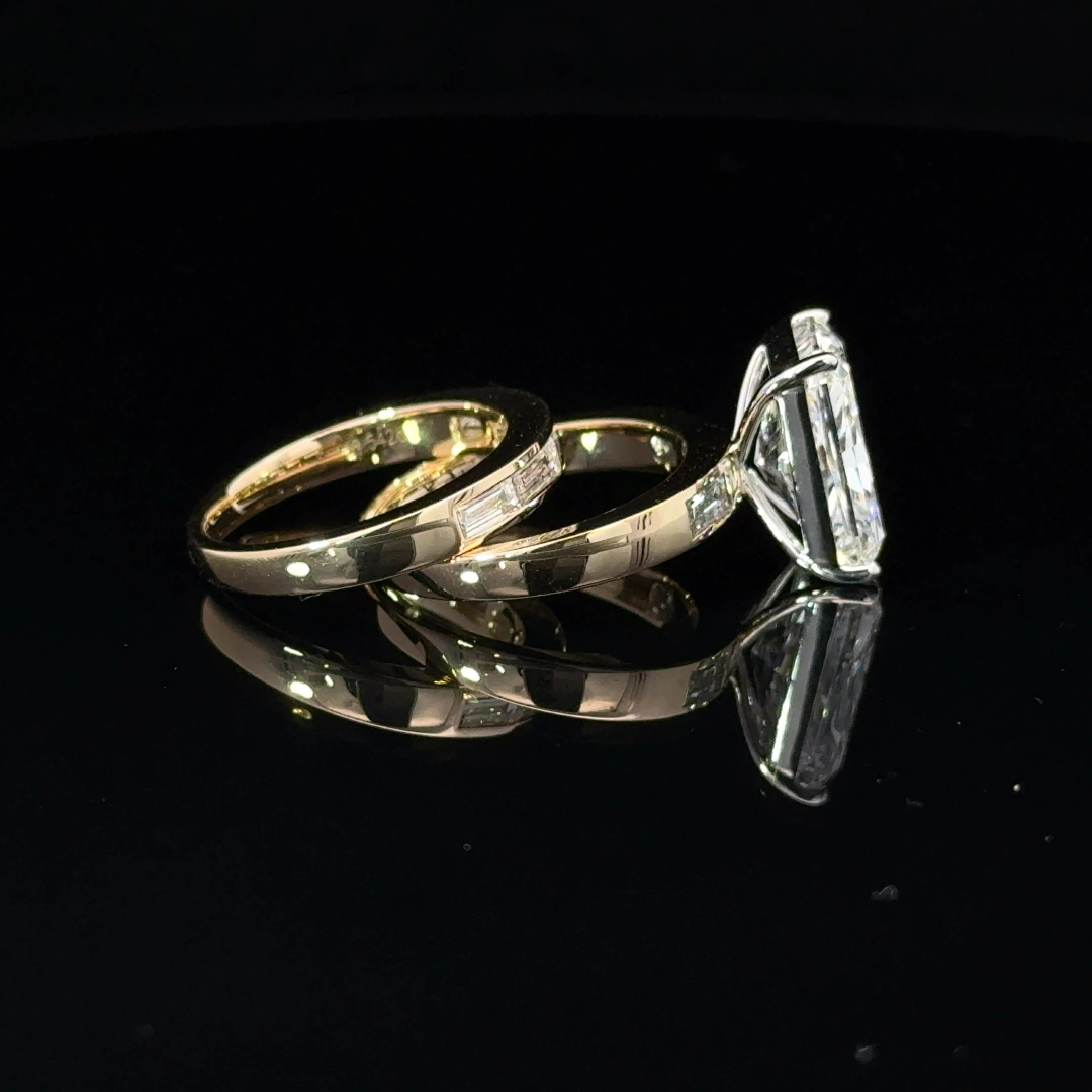 5ct Radiant Cut Bridal Ring Set 5ct Radiant Cut Bridal Ring Set in Yellow Gold