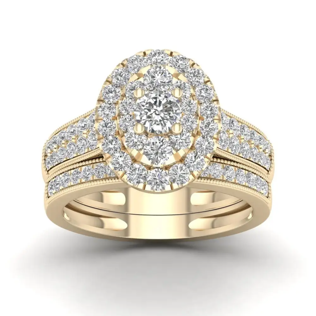 Double Halo Oval Bridal Set-2 Double Halo Oval Bridal Set in White Gold