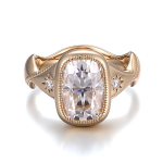 Elongated Cushion Cut Bezel Ring with Twisted Rose Gold Band
