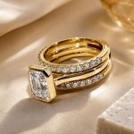Emerald Cut Jacket Ring Set in Yellow Gold