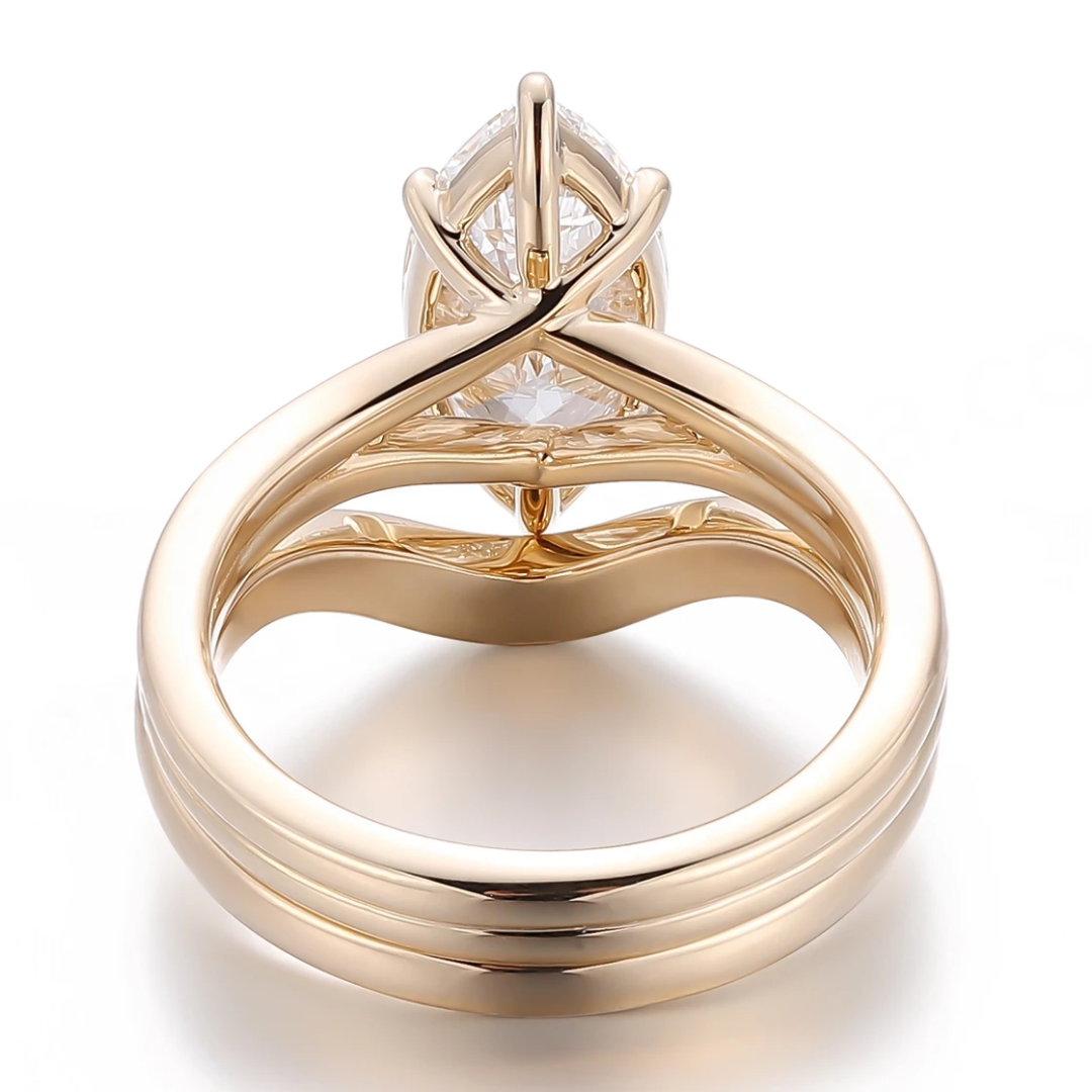 Marquise Cut Solitaire Split Shank Bridal Set-1 Marquise Cut Split Shank Bridal Set in Rose Gold