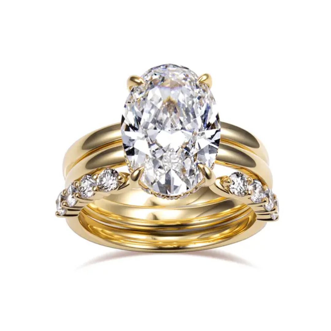 Oval Cut 3-Piece Bridal Set-1 Oval Cut 3-Piece Bridal Set in Yellow Gold