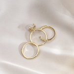Oval Cut 3-Piece Bridal Set in Yellow Gold