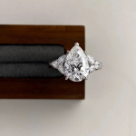 Pear Cut 3-Stone Ring in White Gold